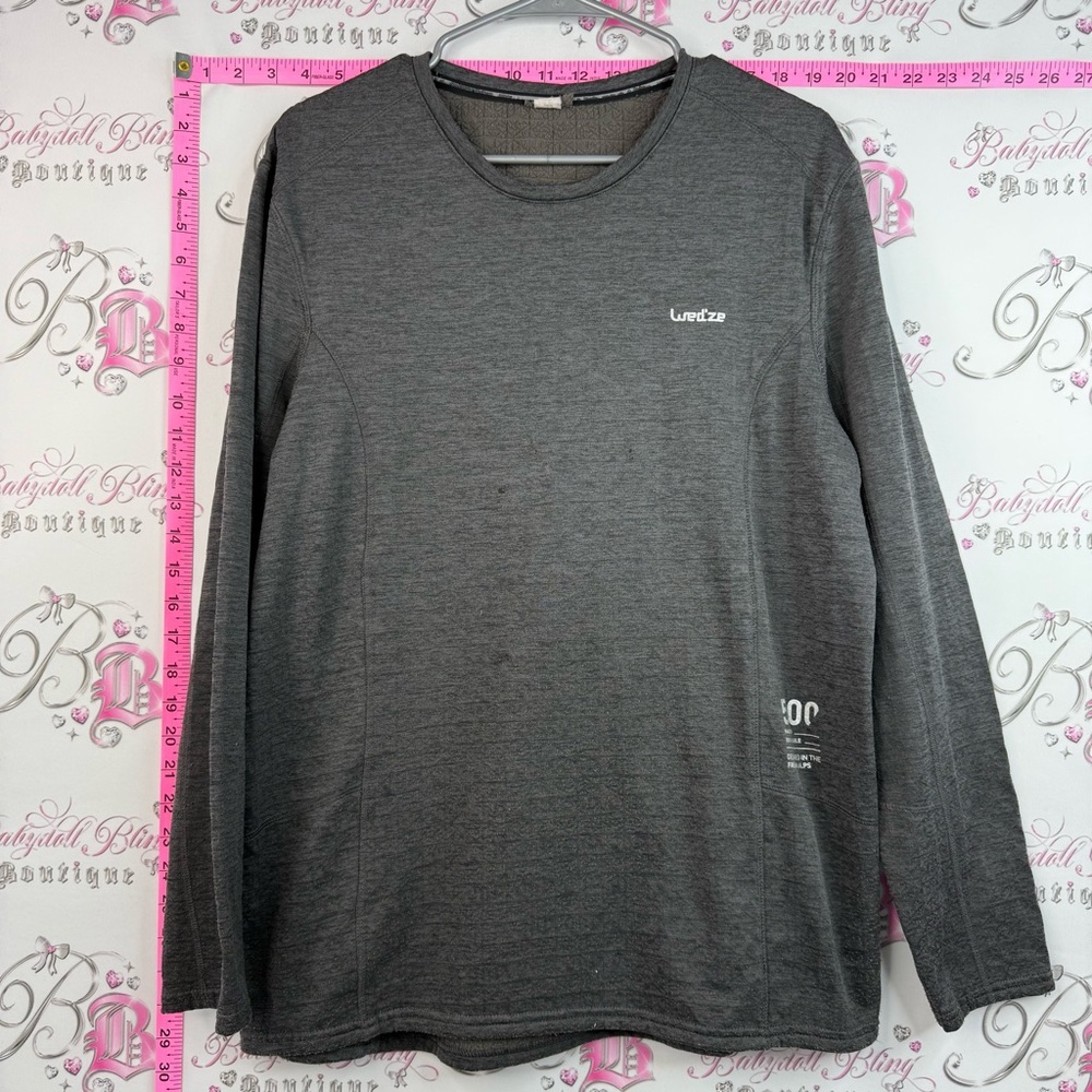 Wed’ze shirt stretchy grey Men's Long Sleeve Performance Tee - Gray